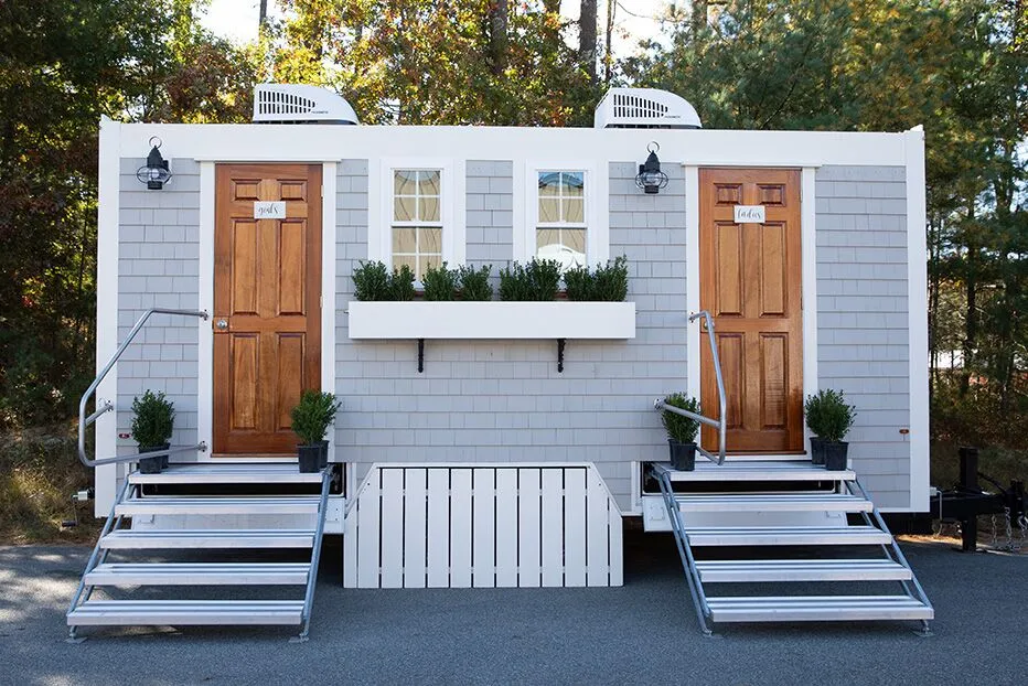 Wedding restroom units discretely staged at a venue in Pittsburgh, Pennsylvania